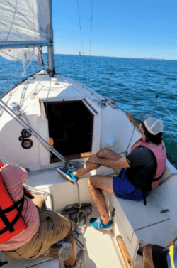 a sailboat called quigley on Lake Ontario